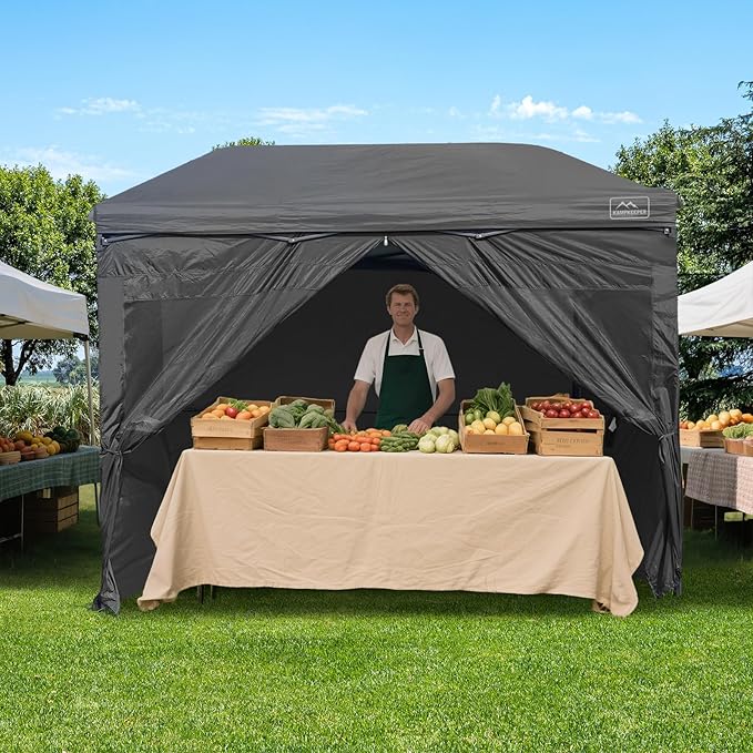 KAMPKEEPER 5pcs Sidewalls for 10X10 Commercial Instant Canopy Tent, Converts Canopies into Tent for Camping with Removable SUV Tailgate (Canopy Pole/Shelter NOT Included) (Black)