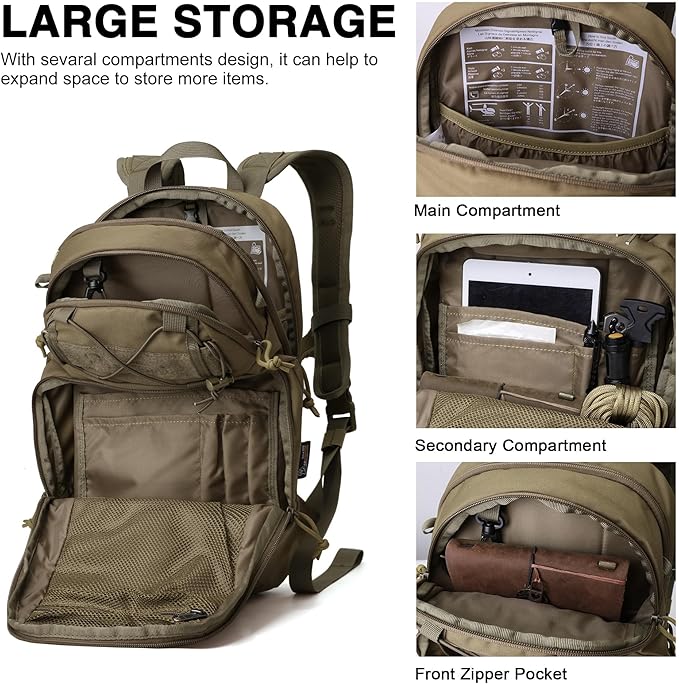 Mardingtop 15L Tactical MOLLE Hydration Backpack – Small Military Bag for Motorcycle, Hiking, Riding, Biking & EDC Daypack