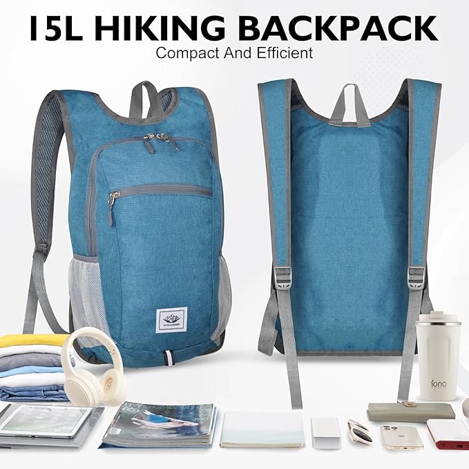 Hiking Backpack Small Lightweight Packable Foldable foldable backpack Packable Camping Hiking for Backpack (A-teal Blue)