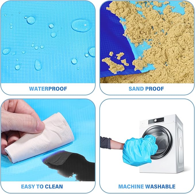 BYDOLL Beach Blanket Waterproof Sandproof Large 78''×81''/10'×9' Sand Free Oversized Sandless Picnic Mat Water Proof Packable Lightweight Blanket for Beach Camping Hiking Travel