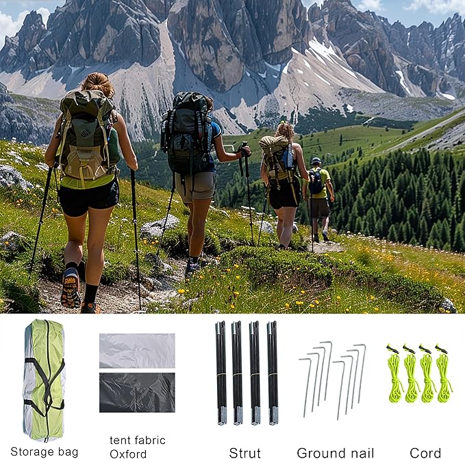 4-6 Person Dome Camping Tent, Family Camping Tent, 83x106 inches, Waterproof Oxford Flooring, for Fishing, Outdoor Camping, Hiking, Study Tours, Summer Camps.