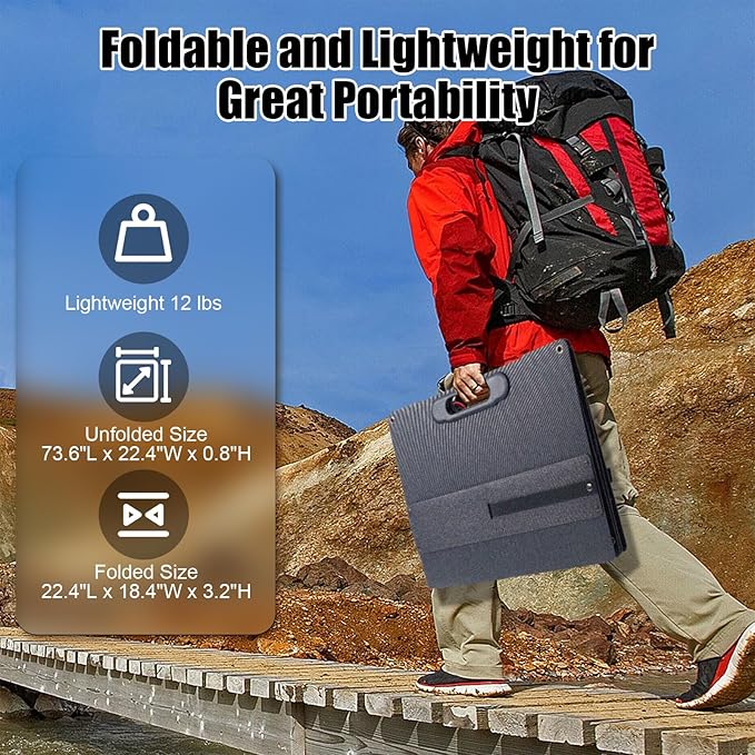 100W Solar Charging Backpack with 23% High-Efficiency Panel, Foldable Waterproof Solar Powered Bag, USB Output for Phone, Ideal for Hiking, Camping, RV & Emergency