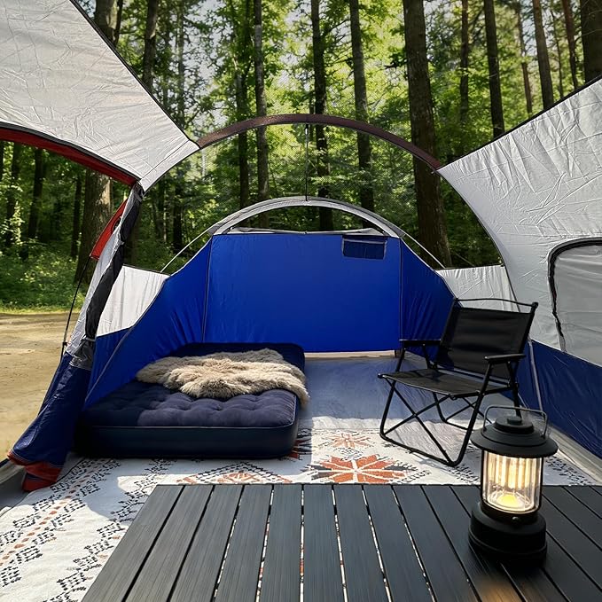 CAMPROS CP Camping Tent 10 Person Family Cabin Tent, 2 Room Water Resistant Waterproof Tent with Top Rainfly, 4 Large Mesh Windows, Double Layer, Easy Set Up, Portable with Carry Bag, 16ft x 9ft x72in