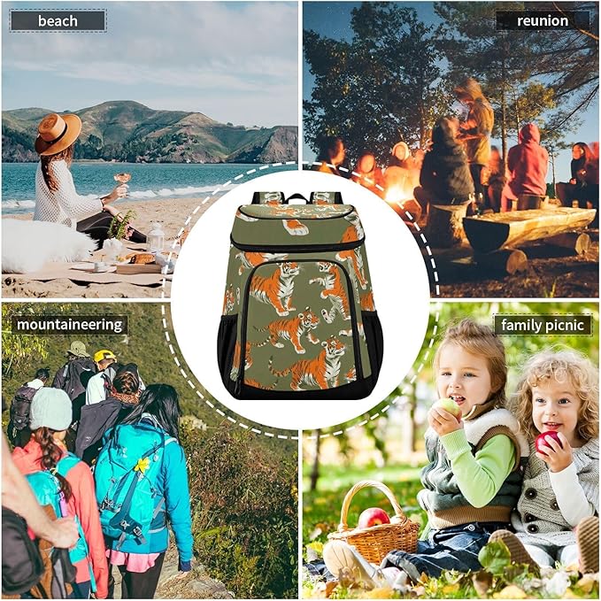 YETTASBIN Leakproof 36 Cans Cooler Backpack for Men Women - Tiger Insulated Backpack Cooler Large Capacity Waterproof Lunch Bag for Hiking, Camping, Beach, Fishing, Work