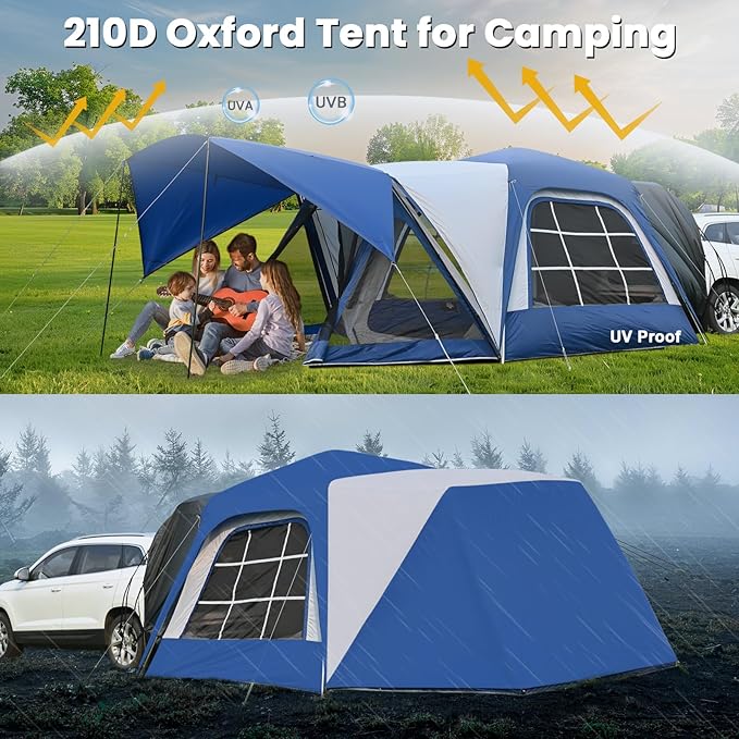 SUV Tent Attachment for Camping, Car Tents for SUV Tailgate Tents with Screen Room & Awning,Easy Set Up Car Camping Pop Up Tent - NavyBlue