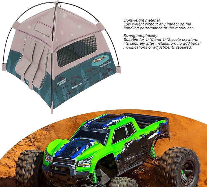 Fabater 1/10 1/12 RC Tent, Simulation RC Crawler Car Luggage Tent, Lightweight Roof Top Tents, Crawler Decorative Accessories