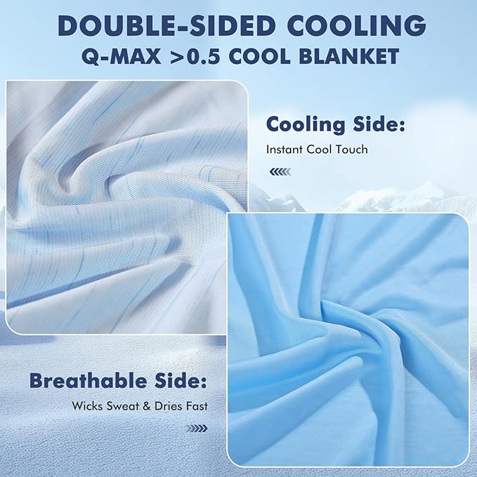 Elegear Cooling Blanket for Hot Sleepers, Double-Sided Arc-Chill® 3.0 Cooling Tech, Q-Max >0.5 Cool to Touch Cooling Blankets, Soft Breathable Summer Blanket for Night Sweats & Hot Flashes, Queen