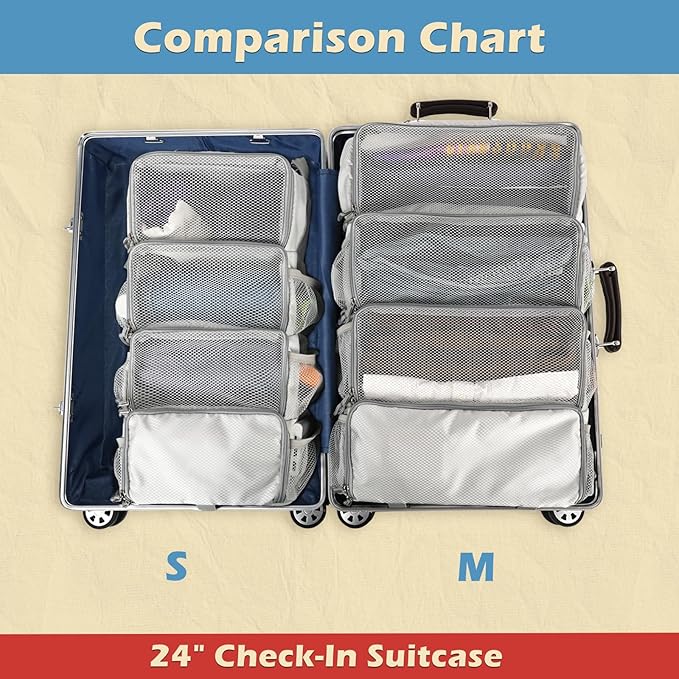 Surblue Travel Hanging Packing Cubes with 2 Hooks Hanging Shelves for Luggage Organizers Portable Compression 4 Shelf Closet Carry-on Suitcases Organizers, Small, Lightgrey