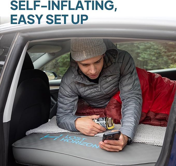 LOSTHORIZON Camping Air Mattress with Foam for Tesla, Self Inflating Sleeping Pad, 4.5" Thick, R-Value 13, Model 3