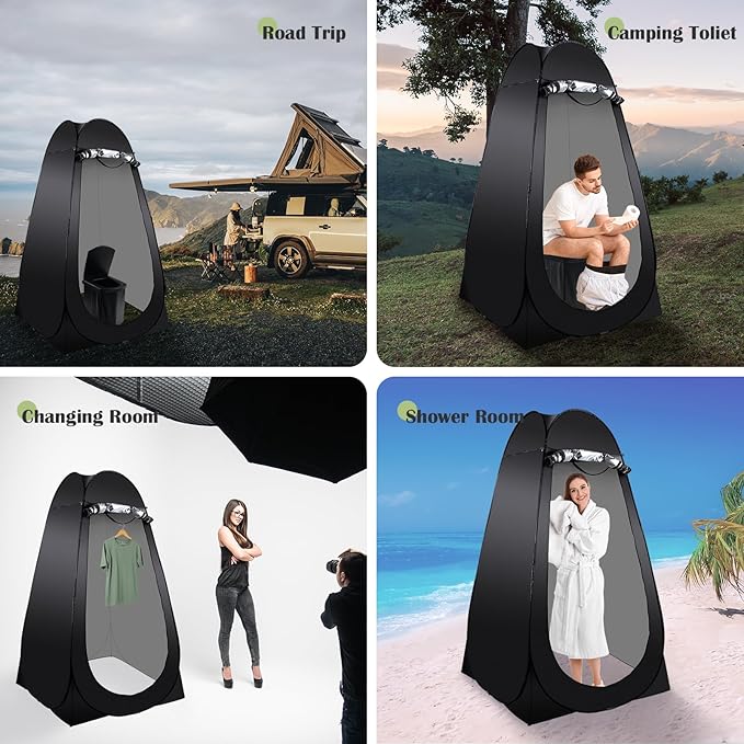 Portable Camping Toilet Kit for Adults, Pop up Privacy Tent, X Large Folding Toilet Potty with Camping Tent, Outdoor Instant Shower Tent Camp Toilet Changing Dressing Room
