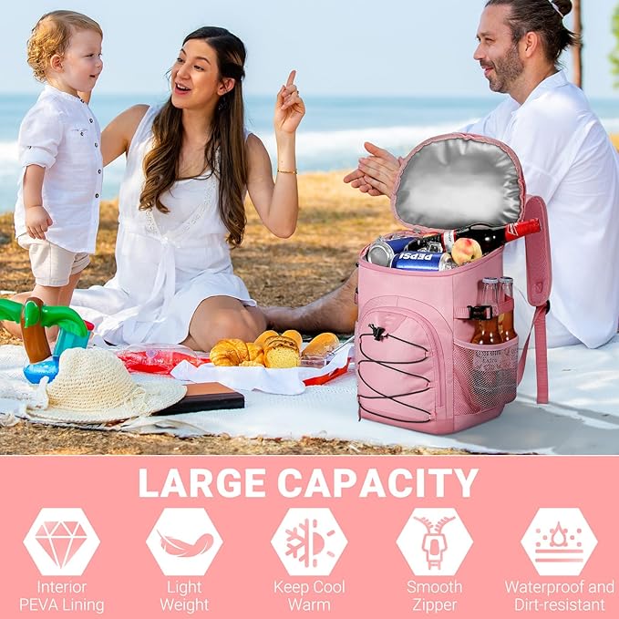 Cooler Backpack, Lightweight and Soft Backpack Cooler for Men Women, Insulated Lunch Bag for Camping Traveling Hiking