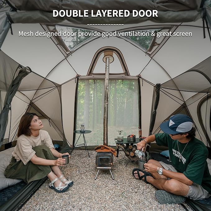 Naturehike Massif Hot Tent with Stove Jack, Waterproof Windproof 4 Season Tent, 2/4 Person Cold Weather Winter Tents for Camping