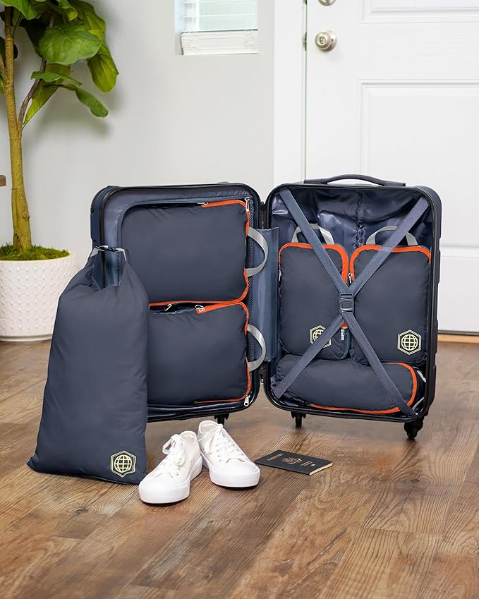 Compression Packing Cubes Set for Carryon Suitcases- Lightweight, Durable Clothes Organizer