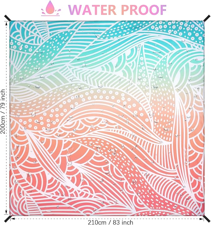 Beach Blanket Waterproof Sandproof Beach Mat 79" X 83"/10'x9'for 2-8 Adults Quick Drying Outdoor Picnic Mat Beach Accessories for Travel, Camping, Hiking