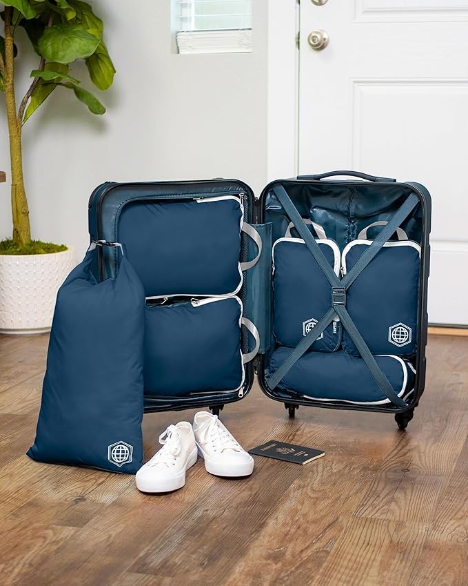 Compression Packing Cubes Set for Carryon Suitcases- Lightweight, Durable Clothes Organizer