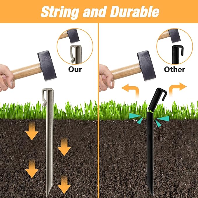 50-Pack 10 Inch Plastic Edging Nails Gray,Side-Insert Nylon Landscape Anchoring Spikes，Landscape Stake for Paver Edging, Weed Barrier& More