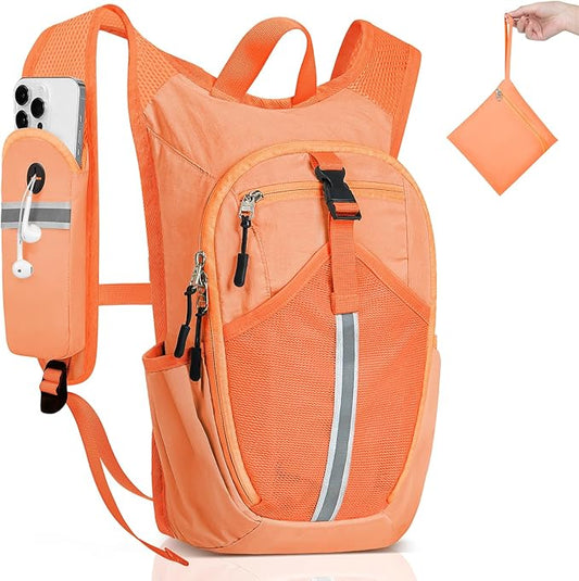 Small Hiking Backpack 15L-Lightweight Packable Foldable Backpack for Travel Camping Outdoor Commute,Compact Rucksack for Women Men(Orange)