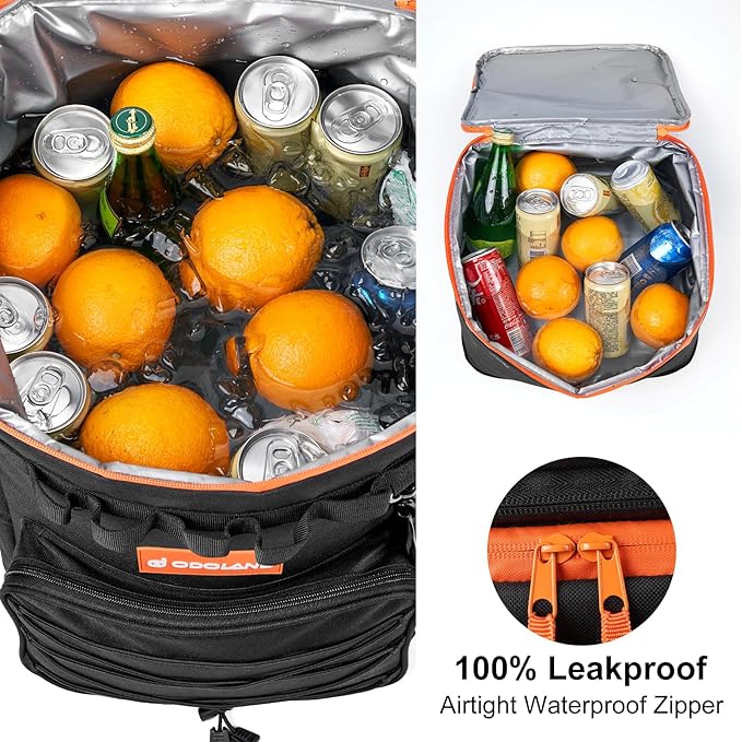 Odoland 48/72 Cans Soft Cooler with Wheels and Handle Collapsible Ice Chest Rolling Coolers on Wheels for Beach Camping Travel and Picnic
