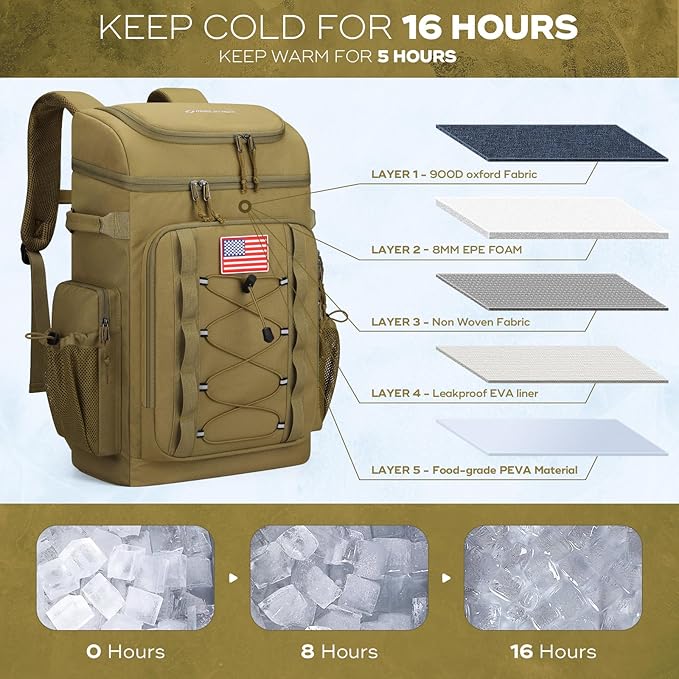 Maelstrom Backpack Cooler,Soft Lightweight Leakproof Cooler Backpack,Men Women 35/50 Can Insulated Cooler Bag,Keeps Hot/Cold for Up to 16 Hours,Perfect for Camping, Beach