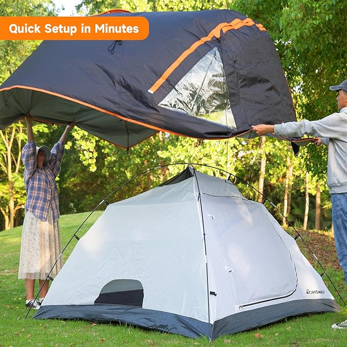 EchoSmile Camping Family Tent for 2-3 Person, Waterproof Dome Tent with Vestibule, Ultralight Easy Setup for Outdoor Camping, 3 Season
