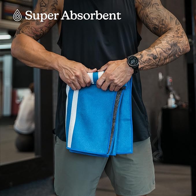 Nomadix Mini Towel - Perfect for Beach, Pool, Travel, Camping, Yoga - Made with Recycled Materials - Super Absorbent - Sand Resistant - Poolside Navy - 16x40