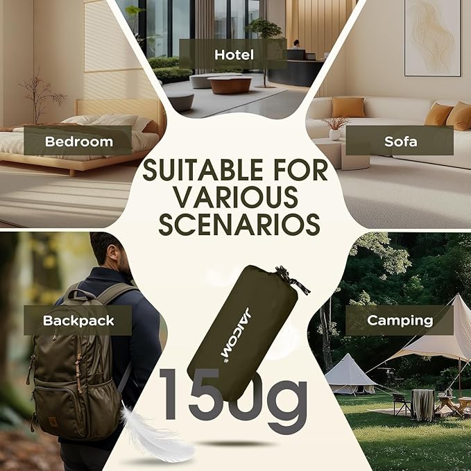 Ultralight Sleeping Bag Liner - 5.3 oz Washable Adult Sleep Sack & Travel Sheets, Self Tan Sleep Sack with Two-Way-Zipper, for Backpacking, Hotel, Camping, Travel