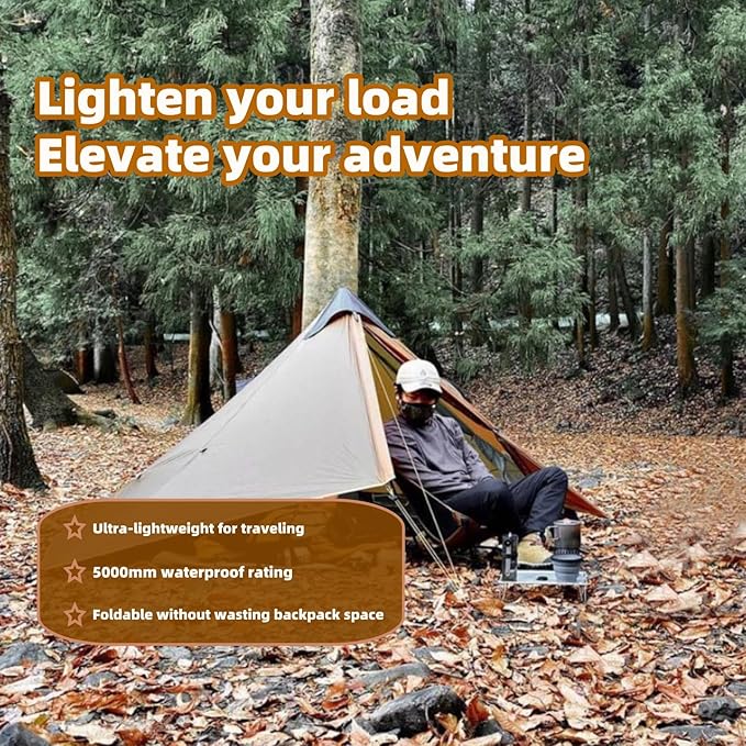 3FULGEAR Ultralight Tent for Backpacking, LANSHAN 1 Trekking Pole Tent 1 Person 3/4 Season Lightweight Easy Set Up Double Layer Shelter Waterproof Tents for Camping Hiking Outdoor Mountaineering