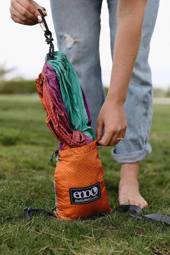 ENO DoubleNest Hammock - Lightweight, Portable, 1 to 2 Person Hammock - for Camping, Hiking, Backpacking, Travel, a Festival, or The Beach - Fade/Seaglass