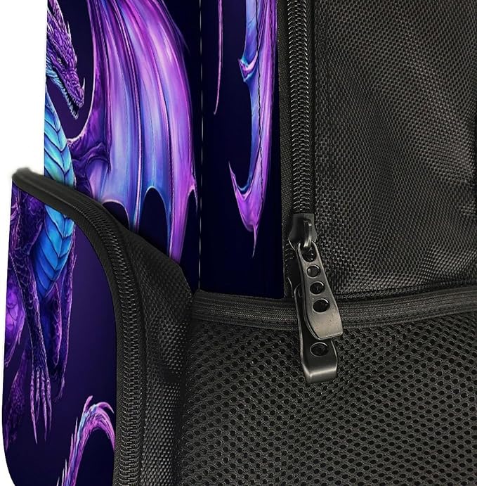 Adults Lightweight Purple Dragon Art Shoulder Book Bags Big Capacity Shoulder Bag With Adjustable Shoulder Straps for Trekking Work Walking Cycling