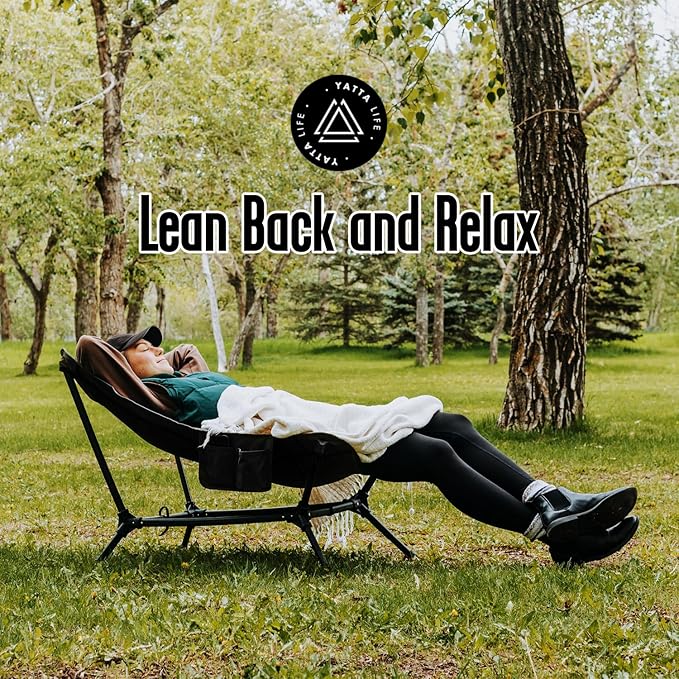 Low Back Folding Camping Chairs for Adults with Storage Pouches & Carrying Case - Foldable Lawn Chairs, Beach Chair, Fishing Chair, Portable Lightweight Outdoor Chair. (Khaki)