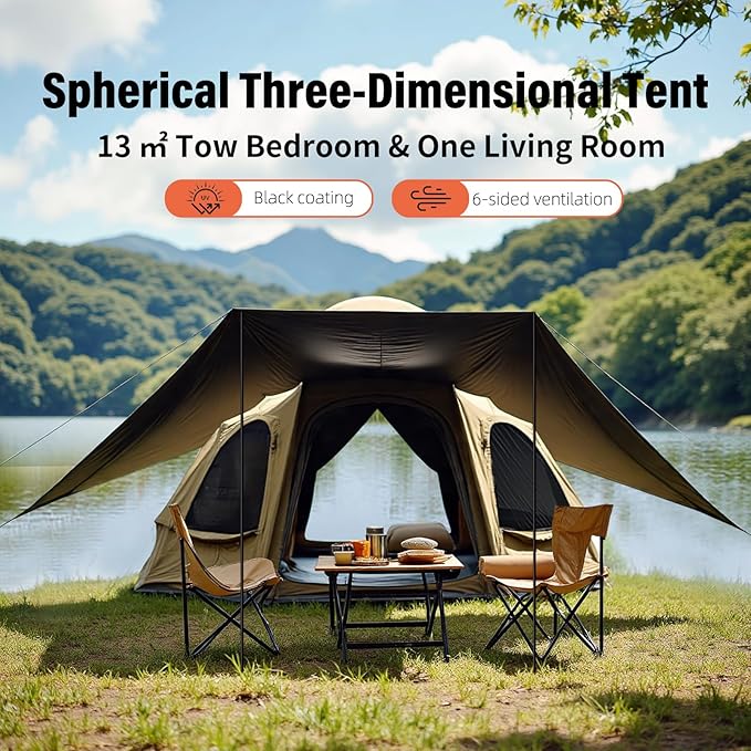 Inflatable Tents for Camping, Large Inflatable Camping Tent with Hand Pump, Easy Setup Tents for 4-6 People, Portable Glamping Tent