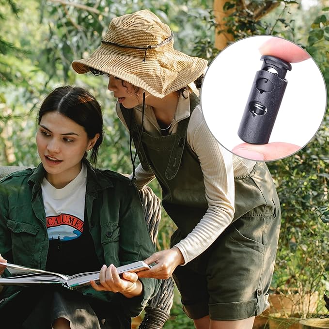 20 Pack Plastic Cord Locks, Paracord Spring Toggle Cord Stopper for Drawstring Backpack Clip Elastic Shoeslace Lock Sweatpant Hoodie Hats String Lock Replacement