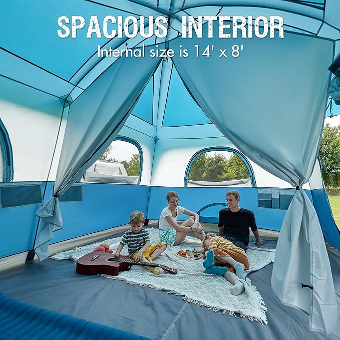 PORTAL 6 | 8 | 10 Person Family Camping Tent with Porch, Big Family Camping Tent with Tall Height, Good Ventilation, Water Resitant Large Tent for Outdoor Camping, Backyard