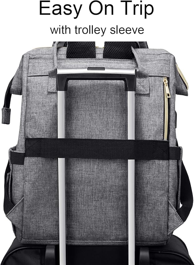 LOVEVOOK Nurse Backpack Laptop Backpack for Women with Stethoscope Case & USB Charging Port Anti Theft Travel Backpacks Doctor Bag Fits 15.6 Inch Laptop and Notebook,Grey