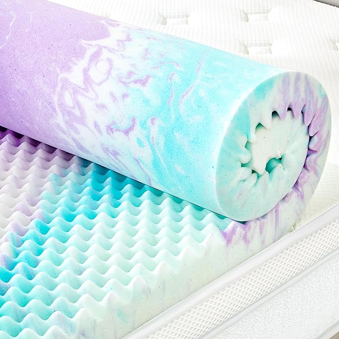 SINWEEK 3 Inch Egg Crate Memory Foam Mattress Topper Twin Size, Soft Mattress Pad for Back Pain Relief, Bed Topper, CertiPUR-US Certified, Colorful