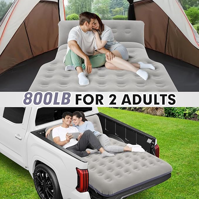 2025 Upgraded T*ruck Air Bed Mattress for 5.5-6.5Ft Full-Size Inflatable Mattress Short Truck Beds with Built-in Pillow Adjustable Air Mattress for Camping,Home,Truck Tent Accessories(Blue)