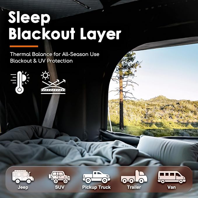 Rooftop Tent, Roof Top Tent for 2-3 Person, Blackout-Coated Polycotton & Oxford for UV Protection and Waterproof, with Aluminum Ladder, Skyview Window, Mattress, for Car/Truck/Jeep/SUV/Van