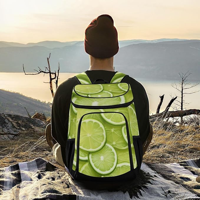 YETTASBIN Leakproof 36 Cans Cooler Backpack for Men Women - Lime Lemon Insulated Backpack Cooler Large Capacity Waterproof Lunch Bag for Hiking, Camping, Beach, Fishing, Work