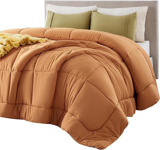 Bedsure Comforter Duvet Insert - Quilted Comforters Twin XL Size, All Season Duvet, GentleSoft Down Alternative Bedding, with 8 Tabs, Gifts for Women/Men, Burnt Orange, Twin XL 92 x 68 Inches