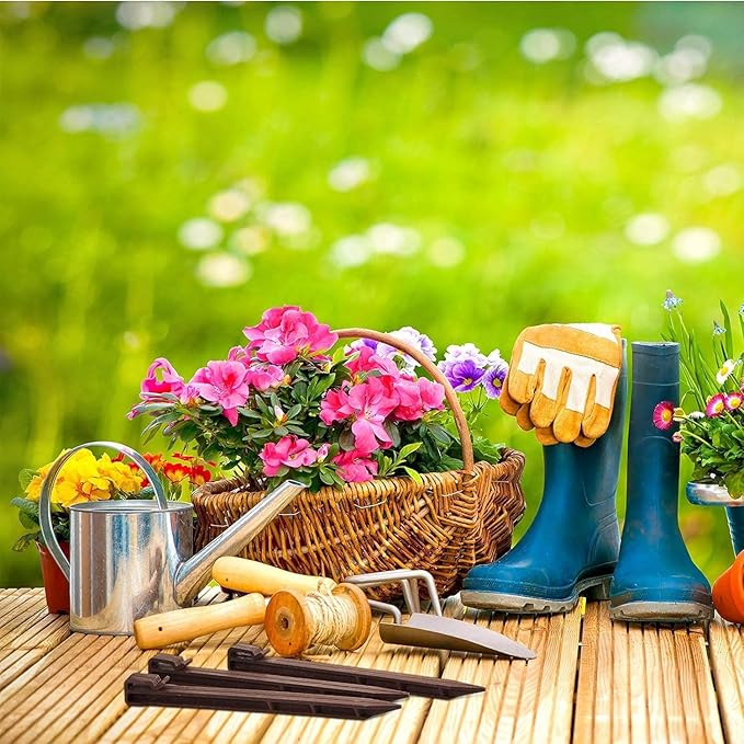 16 Pack Garden Landscape Stakes 10 inch Heavy Duty Plastic Stakes Tent Stakes Anchoring Spikes for Edging Terrace Board and Christmas Inflatables Garden Decorations Nails Brown