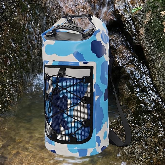 Yiju Waterproof Dry Bag Backpack Durability Lightweight Multifunctional Storage Bag for Travel Boating Camping Hiking, Blue