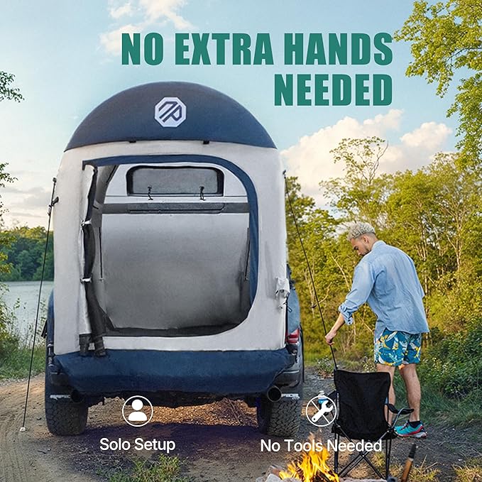 Niphean Truck Bed Tent for Camping 5.5ft-8ft for 2+1 People, 2 Mins Fast Setup Inflatable Pickup Truck Tent, PU 3000mm Waterproof & High-Strength Windproof, Spacious Interior for Multi-Landscape