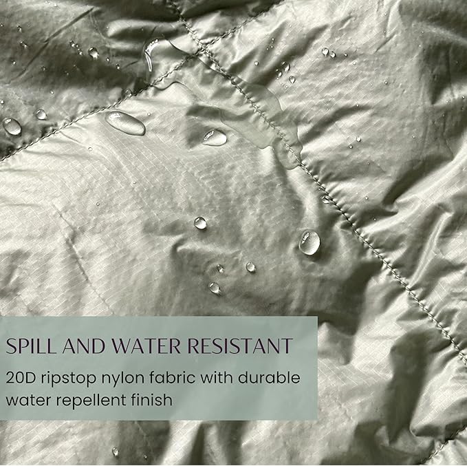 Down Camping Blanket with Footbox – Lightweight, Packable, Water Resistant Backpacking Quilt & Warm Puffy Compact Outdoor Throw – 52x77 with Stuff Sack for Stadium, Hiking & Travel