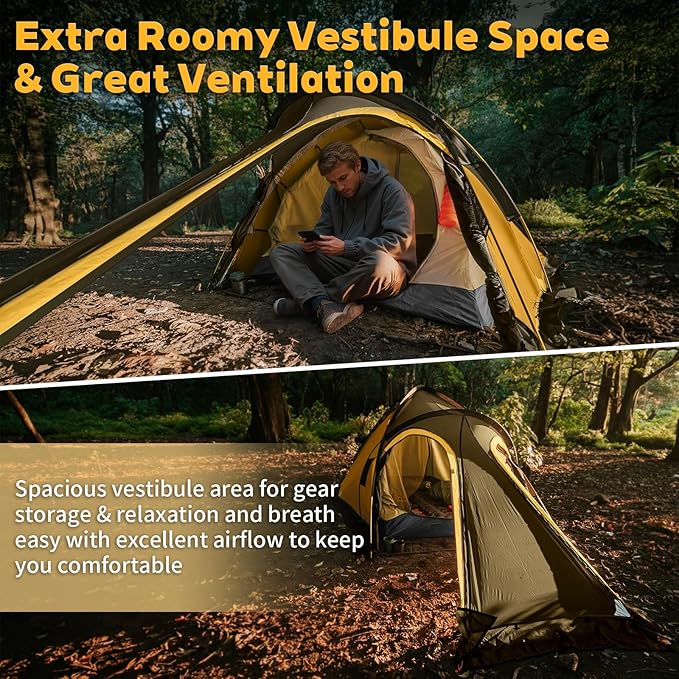 GEERTOP 2-Person Backpacking Tent Waterproof Lightweight Double Layer Tent for Camping Hiking All Weather Travel