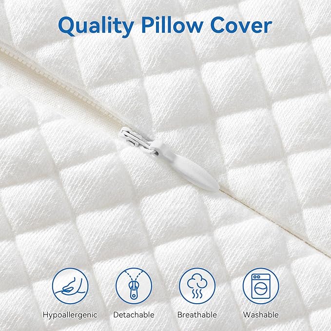 AM AEROMAX Travel Contour Memory Foam Pillow, Cervical Pillow for Neck Pain Relief, Neck Orthopedic Sleeping Pillows for Side, Back and Stomach Sleepers.