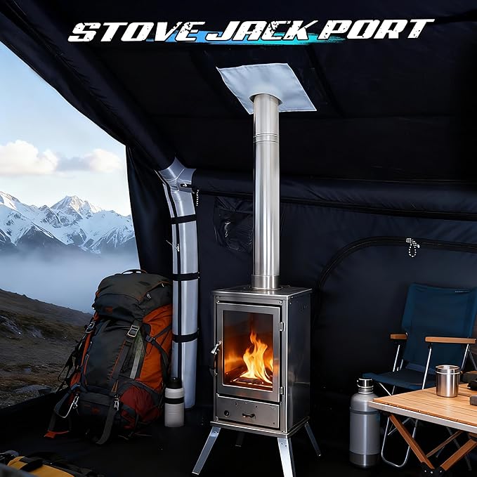Inflatable Tent with Skylight, Quick Setup Blow Up Tents with Pump, Hot Tent with Stove Jack, Waterproof Oxford Inflatable House for Camping, Air Glamping Tents for Camping Adult 4-6 Person