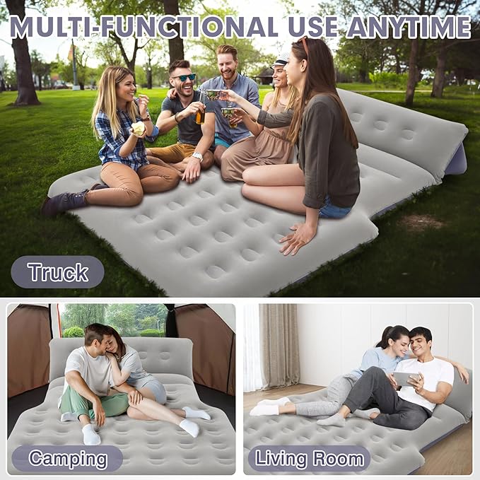 2025 Upgraded T*ruck Air Bed Mattress for 5.5-6.5Ft Full-Size Inflatable Mattress Short Truck Beds with Built-in Pillow Adjustable Air Mattress for Camping,Home,Truck Tent Accessories(Blue)