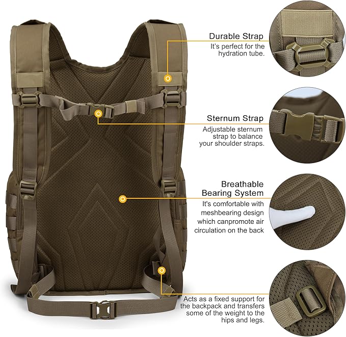 Mardingtop 25L Tactical Backpacks Molle Hiking daypacks for Camping Hiking Military Traveling Motorcycle