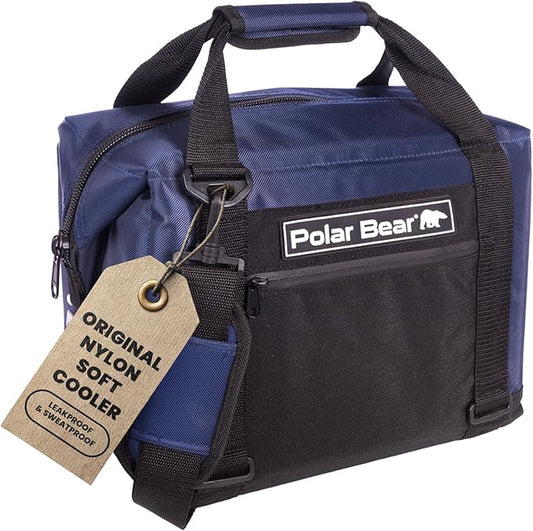 Polar Bear Coolers - Original Soft Cooler Bag - Insulated Leak Proof Beach Cooler Bag, Small Thermal Bags for Travel - Heavy Duty & Portable - Sweat Proof Picnic Carrier - Nylon
