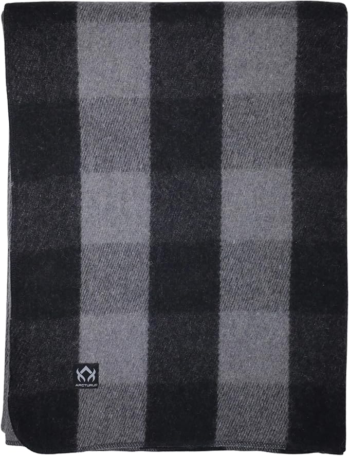 Arcturus Plaid Wool Blankets - 4.5lbs Warm, Heavy, Washable, Large | Great for Camping, Outdoors, Sporting Events, or Home